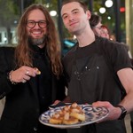 Foie french toast bites with smoked apple butter and maple syrup gel