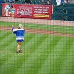 Flynn throws the first pitch