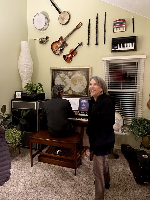 Mathew shows off his organ