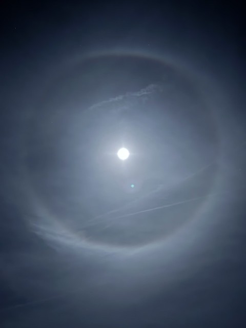 Ice crystals circle the moon