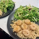 Made some scallops, couscous and frisée salad