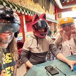 “Can we wear those helmets?” “Only if you do a kamikaze shot”