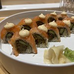 Avocado, cucumber, garlic and shallot topped with King Salmon.
