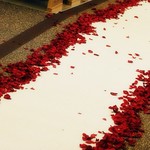 Rose petal lined aisle