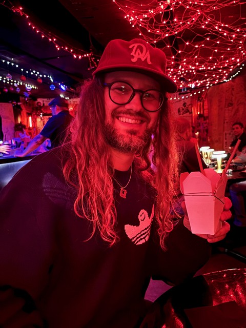 Just suckin on this takeout box